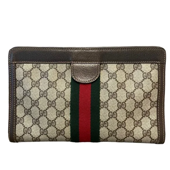 ♦️SOLD♦️GUCCI Ophidia Sherry Web GG monogram supreme Clutch - Picture 5 of 15